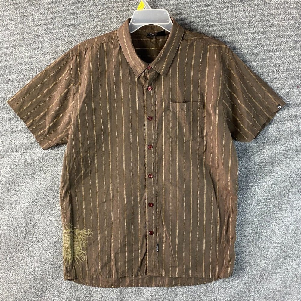 Rusty Short Sleeve Button Up Shirt XL Men's Cotton Blend Brown Adults